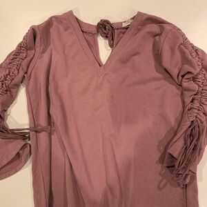 Promesa Pink Ruched Tie Back 3/4 Sleeve Blouse